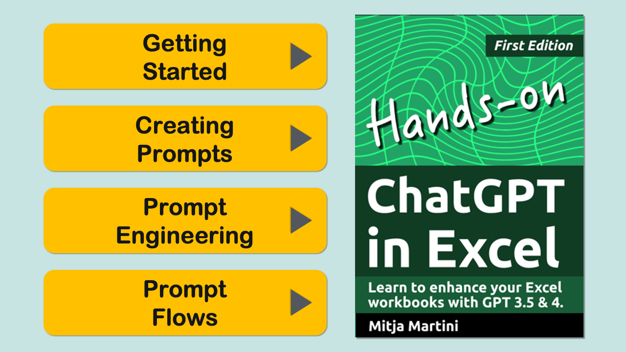The Hands-on ChatGPT in Excel book cover.
